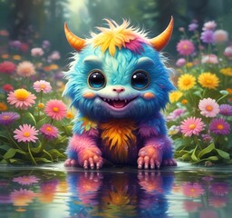Naklejka premium Illustration of fluffy and cute small monster.