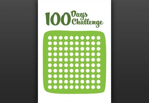 100 Days Challenge Visual Grid layout template for print