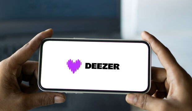 Dhaka, Bangladesh- 20 Jan 2025: deezer logo is displayed on smartphone. Deezer is a French music streaming service.