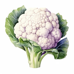 cauliflower, watercolor illustration isolated on white background. Food clipart