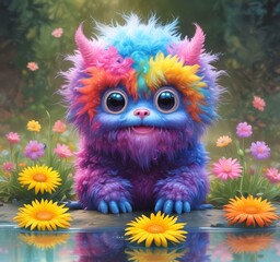 Naklejka premium Illustration of fluffy and cute small monster.