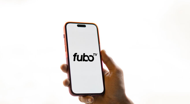 Dhaka, Bangladesh- 20 Jan 2025: fubo tv logo is displayed on smartphone. FuboTV is an American streaming television service company.