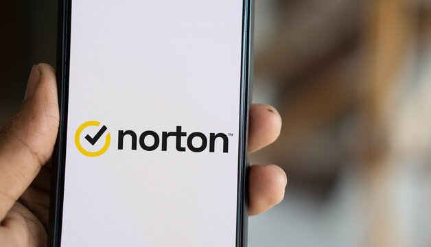 Dhaka, Bangladesh- 20 Jan 2025: norton logo is displayed on smartphone. Norton is a brand name Peter Norton Computing and acquired by Symantec.