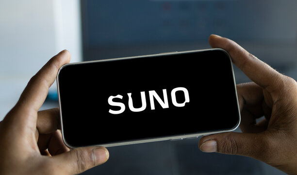 Dhaka, Bangladesh- 20 Jan 2025: suno logo is displayed on smartphone. suno is a generative artificial intelligence music creation program.