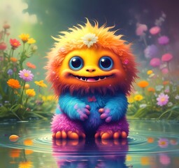 Illustration of fluffy and cute small monster.