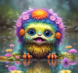 Illustration of fluffy and cute small monster.