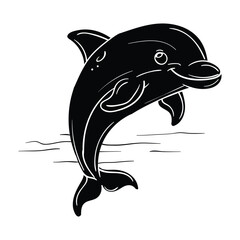 Hand drawing style of dolphin vector. It is suitable for sea creatures icon, sign or symbol.