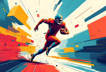 american football, superbowl NFL event, illustration syle