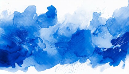 blue watercolor ink art background spread brush stroke on white graphic resource