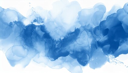 blue watercolor ink art background spread brush stroke on white graphic resource