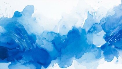 blue watercolor ink art background spread brush stroke on white graphic resource