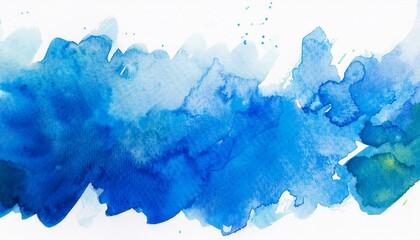 blue watercolor ink art background spread brush stroke on white graphic resource