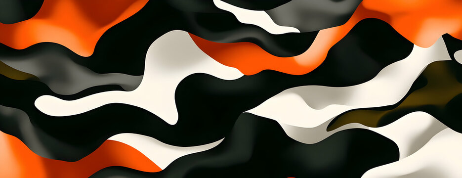 Abstract orange camo textile flow