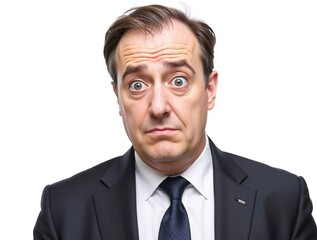 Surprised Businessman Portrait Wide Eyes Shocked Expression