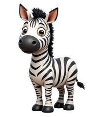 Cartoon zebra standing on a transparent background