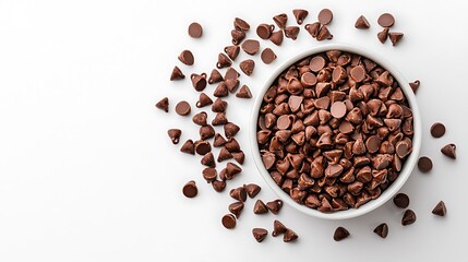 Stunning Close-Up of Premium Chocolate Chips on White Background