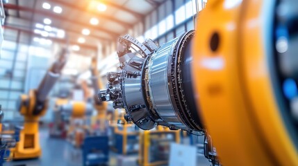 Obraz premium Rocket assembly facility interior showcasing advanced technology and precision engineering, where skilled technicians meticulously construct and test spacecraft components 