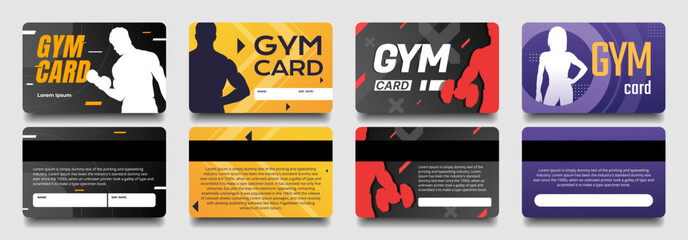 Fitness club, gym card vector template