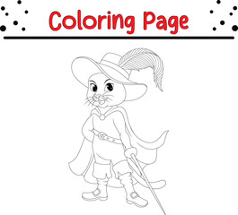 Cute cat coloring book page for kids. animal coloring book