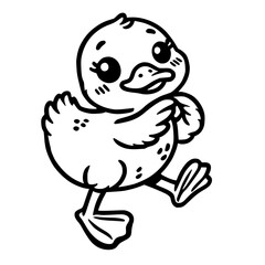 Illustration of a duck cute, silhouette of a duck cute 