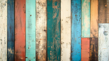 Colorful Rustic Wood Planks in Various Shades and Textures