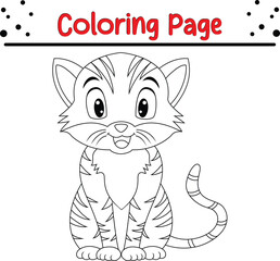 Happy cat coloring book page for kids. animal coloring book