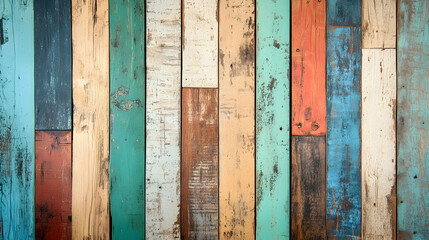 Vintage Colorful Wooden Planks for Background or Texture Use