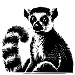 black and white lemur, silhouette of lemur © Sa_e
