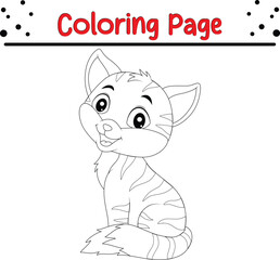 Happy cat coloring book page for kids. animal coloring book