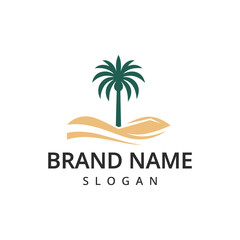 Obraz premium Palm tree logo vector icon illustration