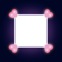 Blue background with pink hearts and borders
