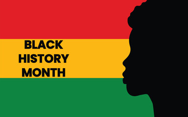 Black History Month Design Featuring Black Woman Side View. Poster, Card, Banner, and Background Celebrating African Heritage and Empowerment.