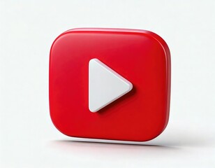 Red Play Button: A 3D Minimalist Icon Design