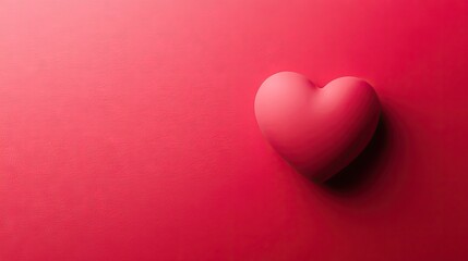 Obraz premium A bright pink heart on a bold red background, with a shadow effect and text room below. Perfect for Valentines messages.