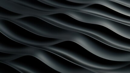 Naklejka premium Abstract Texture of Smooth Black Waves with Light and Shadow Effects Creating a Sense of Depth and Fluidity for Creative Design and Background Use