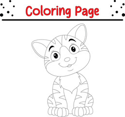 Cute cat coloring book page for kids. animal coloring book