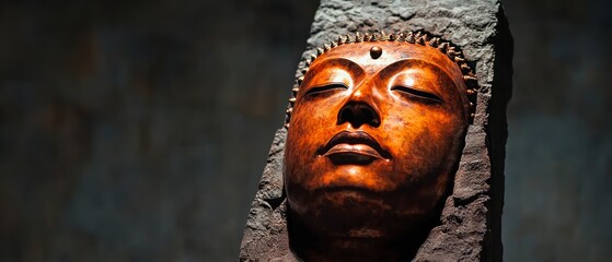 Serene Bronze Buddha Sculpture in Stone  Meditation  Peace  Spirituality