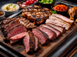 Grilled Steak Platter Ribeye Filet Mignon and New York Strip