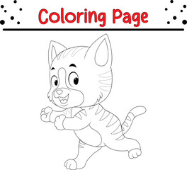 Cute cat coloring book page for kids. animal coloring book