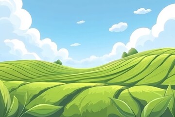 Fototapeta premium Picturesque Green Rolling Hills Under a Summer Sky