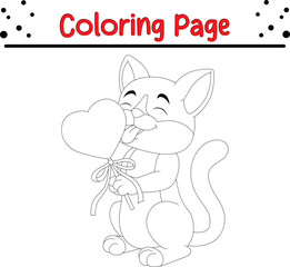 Cute cat coloring book page for kids. animal coloring book