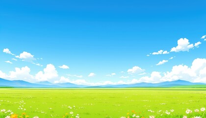 Serene Summer Meadow Landscape Under Blue Sky