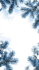 Serene Winter Wonderland Snowy Pine Branches Frame