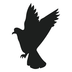 Dove in Flight Silhouette:  A striking black silhouette of a dove in mid-flight, wings outstretched, symbolizing peace, hope, and freedom.