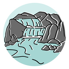 Electric Guitar Line Art: A minimalist, stylized line drawing of an electric guitar in a vibrant blue and green gradient, capturing the essence of rock and roll.