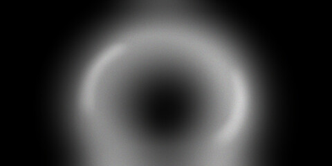white abstract, grainy, ring on black background