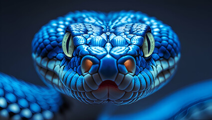 Fototapeta premium Title: Extreme Close-Up Portrait of a Vibrant Blue