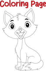 Cute cat coloring book page for kids. animal coloring book