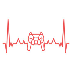Game On Heartbeat: A bold red gamepad sits at the center of a stylized heartbeat graphic, symbolizing the love of gaming and the excitement of a competitive challenge.
