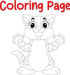 Cute cat coloring book page for kids. animal coloring book